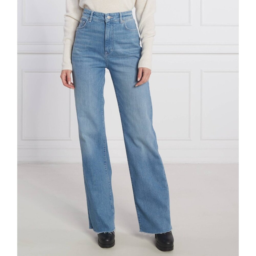 BOSS Marlene Wide Leg Fray High-Rise Jeans Light Pastel Blue Size 25 NEW